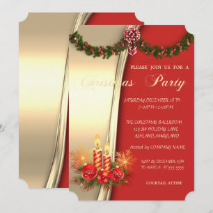 Weihnachtskerzen, Rotes Gold - Corporiertes Party Einladung