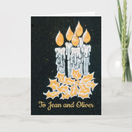 Weihnachtskerzen und Holly zu personalisieren Karte