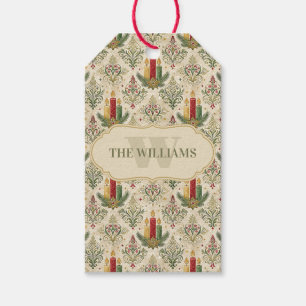 Weihnachtskerzen und Ornamente Monogramm Geschenkanhänger