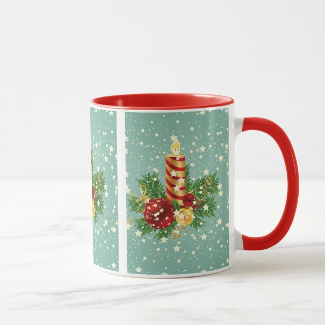 Weihnachtskerzen und Schneeflocken Tasse (Rechts)