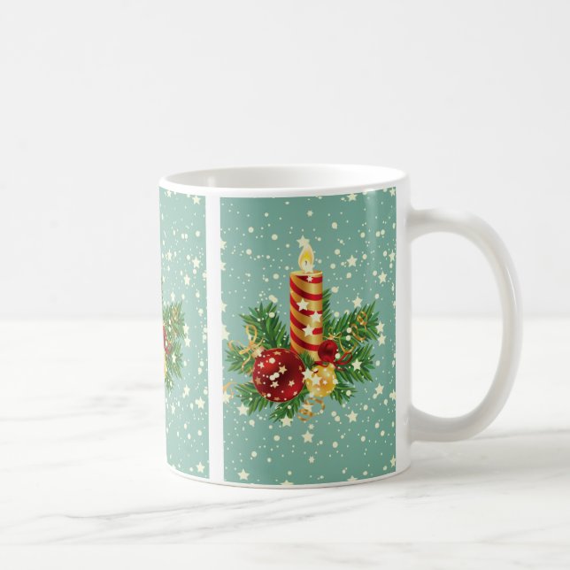 Weihnachtskerzen und Schneeflocken Tasse (Rechts)
