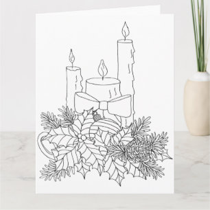 Weihnachtskerzen zum Ausmalen Karte