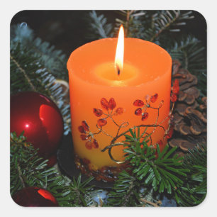 Weihnachtskerzenanordnung Quadratischer Aufkleber