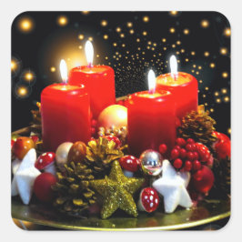 Weihnachtskerzendekor Quadratischer Aufkleber