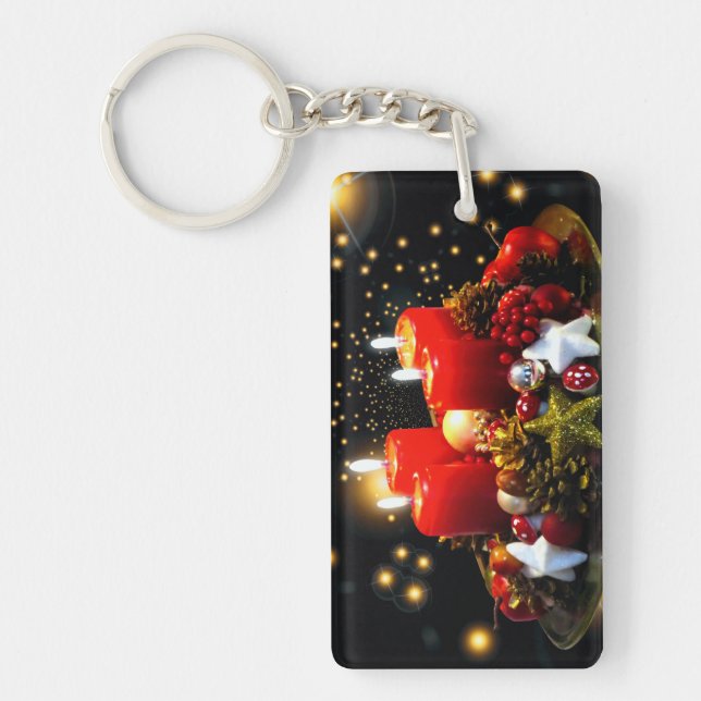 Weihnachtskerzendekor Schlüsselanhänger (Vorderseite)