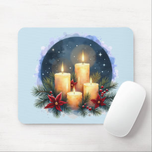 Weihnachtskerzenglanz mit Weihnachtssternen Mousepad