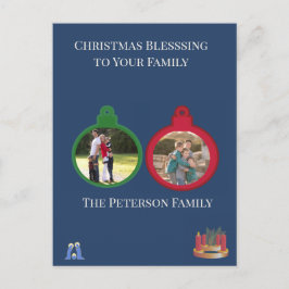 Weihnachtskerzenlicht Familiensegen Postkarte
