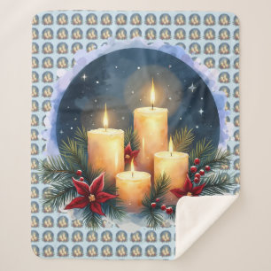 Weihnachtskerzenlicht mit Poinsettien Sherpadecke