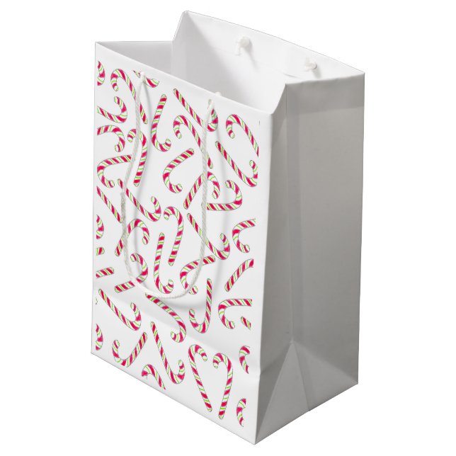 Weihnachtskerzenmuster Mittlere Geschenktüte (Rückseite Schrägansicht)