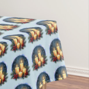 Weihnachtskerzenschein mit Weihnachtssternen Tischdecke