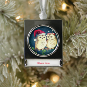 Weihnachtskeule in der Liebe süß Banner-Ornament Silber