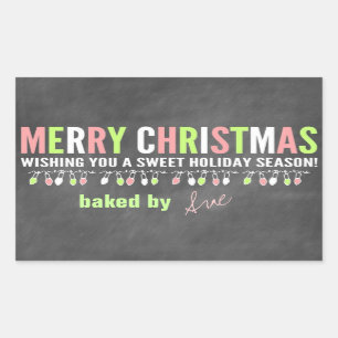 Weihnachtskhalkboard Baked Goods Labels Rechteckiger Aufkleber