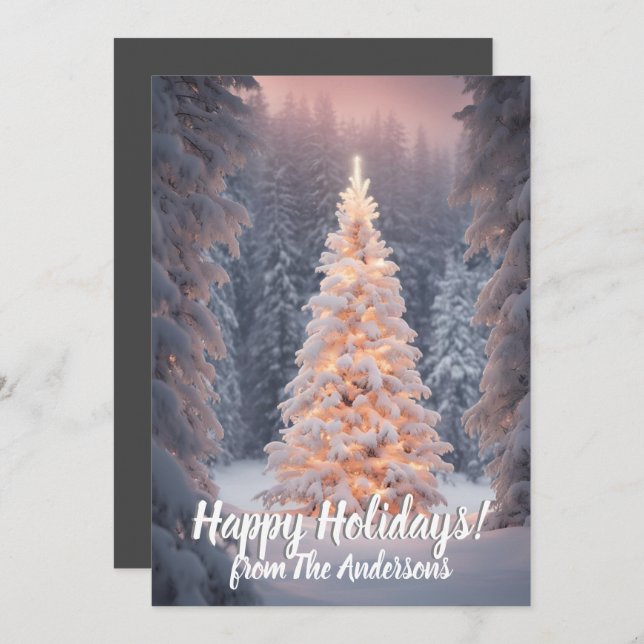 Weihnachtskiefer 81, Happy Holidays, Grußkarte Einladung (Vorne/Hinten)