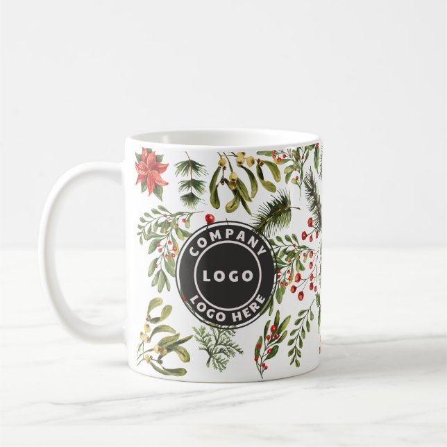 Weihnachtskiefer Rote Berries Botanische Schriften Kaffeetasse (Links)