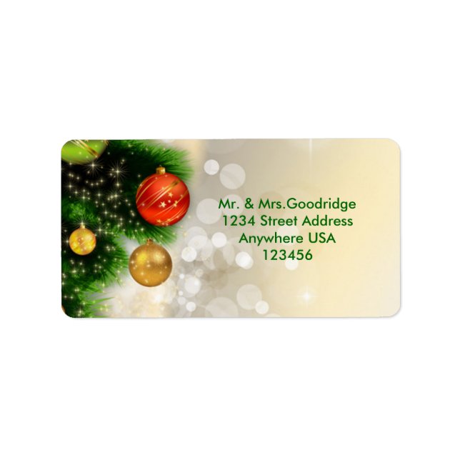 Weihnachtskiefer und -baubles adressaufkleber (Vorne)