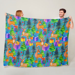 Weihnachtskiefer und Hirsche Fleecedecke