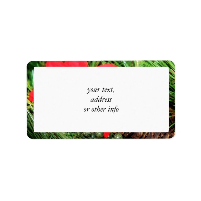 Weihnachtskiefer und Poinsettia Adressaufkleber (Vorne)