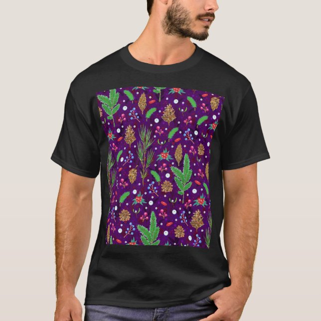 Weihnachtskiefern: Festlich nahtlos T-Shirt (Vorderseite)