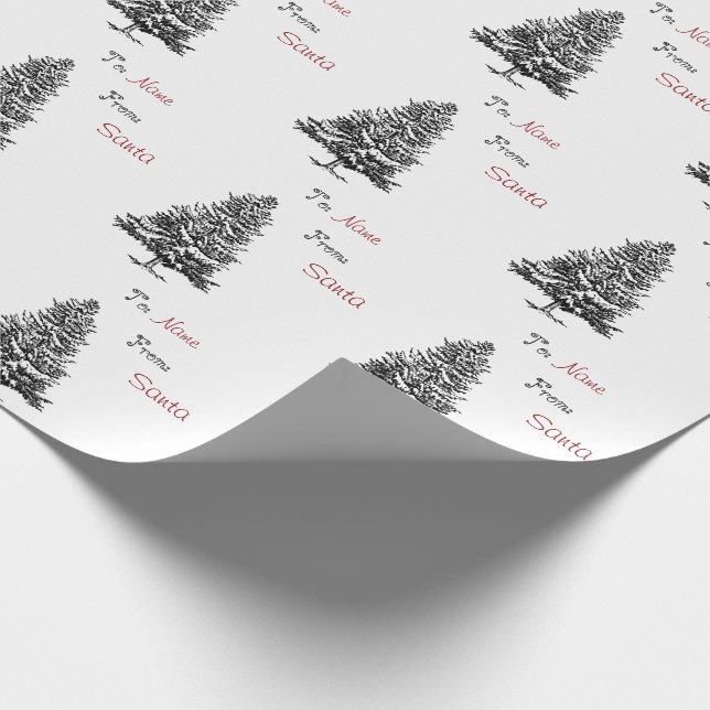 Weihnachtskiefern-Gewohnheit nach und von Namen Geschenkpapier (Ecke)