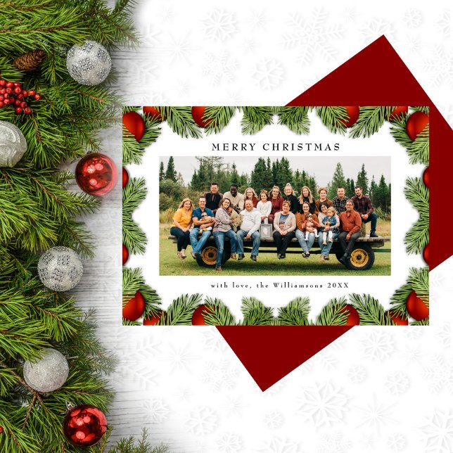 Weihnachtskiefern Grünes Foto Traditionelles Feiertagskarte (Von Creator hochgeladen)