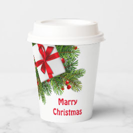 Weihnachtskiefern mit weißem Prädikat Rot Pappbecher