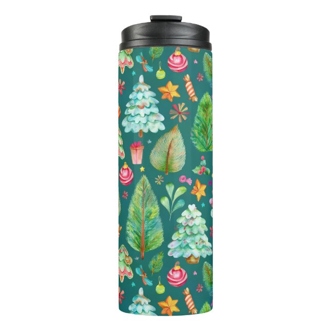 Weihnachtskiefern Thermosbecher (Vorderseite)