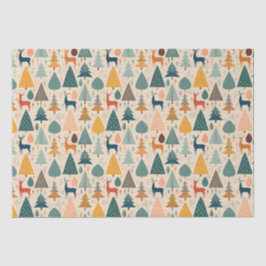 Weihnachtskiefern und Hirschmuster Seidenpapier