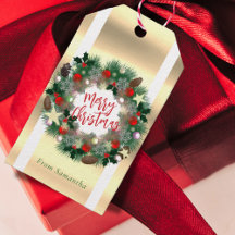 Weihnachtskiefernkegel, Sterne, rote Baubles