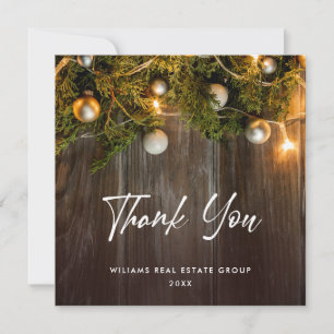 Weihnachtskiefernzapfen Corporate Rustikal Boho-Ur Dankeskarte