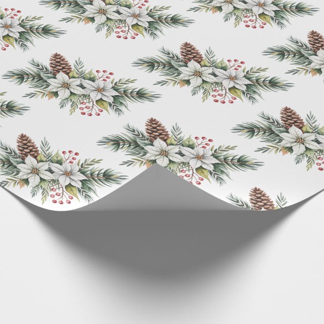 Weihnachtskiefernzapfen Zweige Blumen Stechpalme B Geschenkpapier (Ecke)