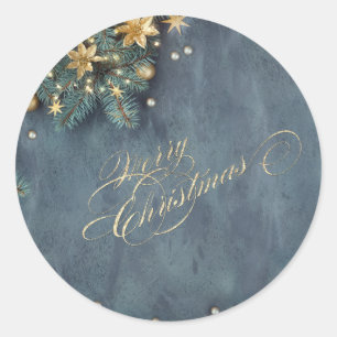 Weihnachtskieferzweige, Frohe Weihnachten Runder Aufkleber