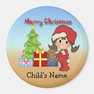 Weihnachtskind Girl Round Magnet