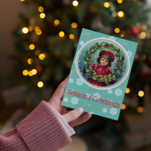 Weihnachtskind - Holly Wreath Postkarte