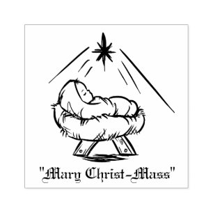 Weihnachtskind Jesus in Manger "Mary Christ-Mass" Gummistempel