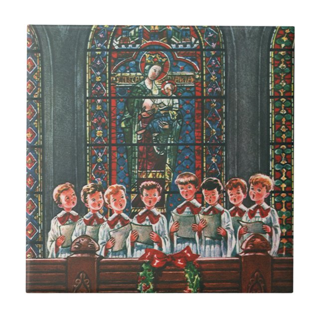 Weihnachtskinder aus dem 19. Jahrhundert Gesang in Fliese (Vorderseite)
