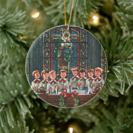 Weihnachtskinder aus dem 19. Jahrhundert Gesang in Keramik Ornament