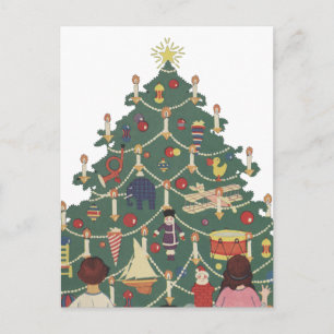 Weihnachtskinder aus dem 19. Jahrhundert rund um e Feiertagspostkarte