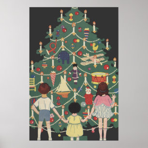 Weihnachtskinder aus dem 19. Jahrhundert rund um e Poster