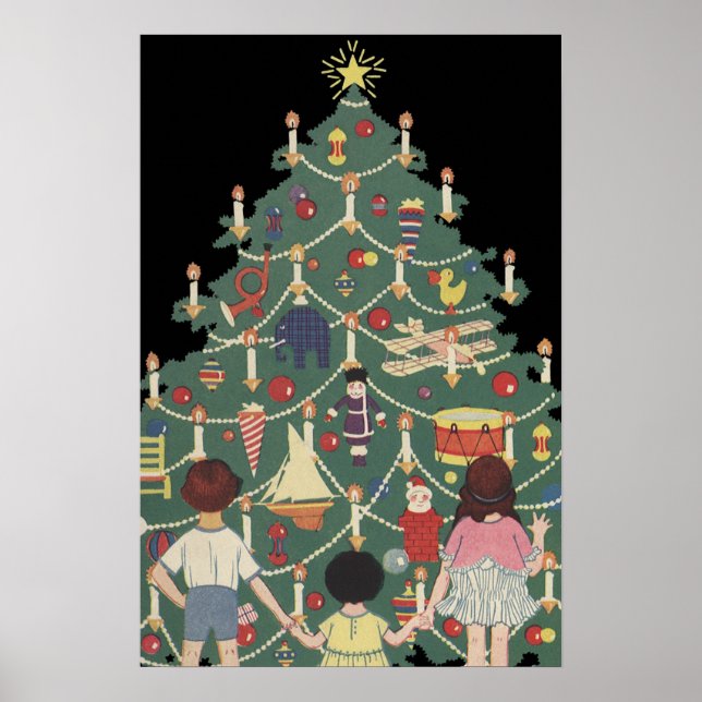Weihnachtskinder aus dem 19. Jahrhundert rund um e Poster (Vorne)