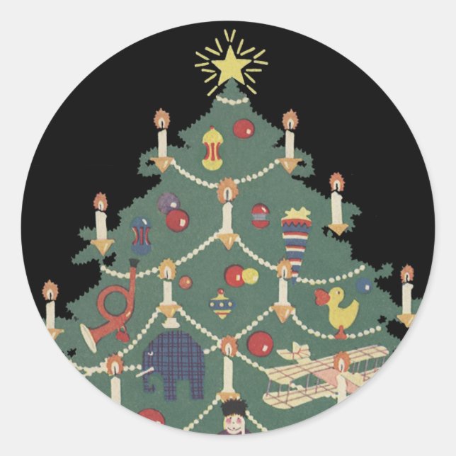 Weihnachtskinder aus dem 19. Jahrhundert rund um e Runder Aufkleber (Vorderseite)