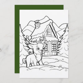 Weihnachtskinder färben Rentiere Feiertagskarte