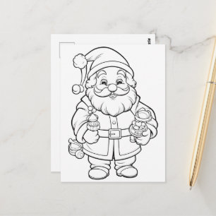 Weihnachtskinder färben Santa Postkarte