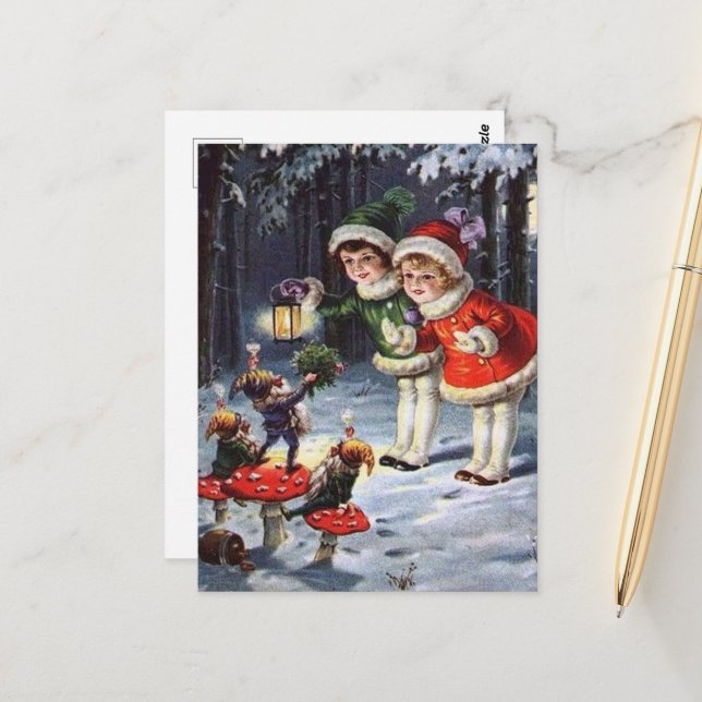 Weihnachtskinder Festtage Postkarte (Vorderseite/Rückseite Beispiel)