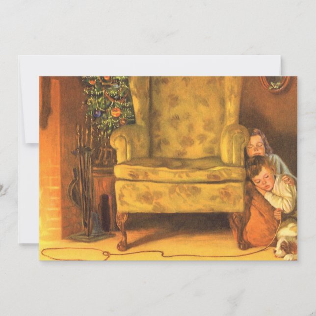 Weihnachtskinder für den Weihnachtsmann Gewartet Feiertagskarte (Vorderseite)