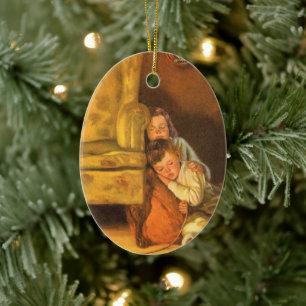 Weihnachtskinder für den Weihnachtsmann Gewartet Keramikornament