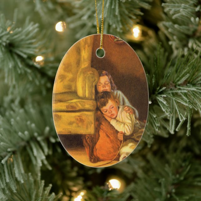 Weihnachtskinder für den Weihnachtsmann Gewartet Keramikornament (Baum)