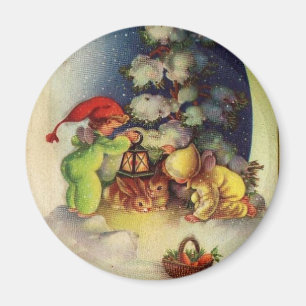 Weihnachtskinder Fütternd Bunnies Magnet