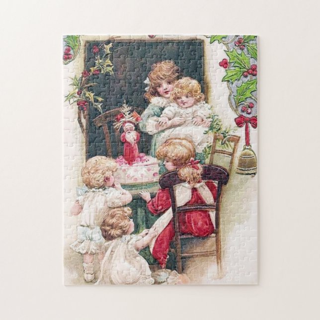 Weihnachtskinder im Jahrgang Holiday Puzzle (Vertikal)