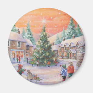 Weihnachtskinder im Schnee Magnet