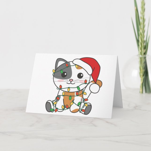 Weihnachtskinder Katzen Weihnachtskarte Feiertagskarte (Vorderseite)